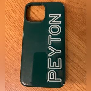 Green Phone Case with PEYTON Text